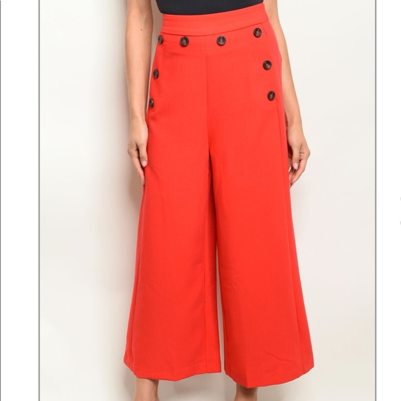 DO + BE flame red high waisted flared pants - Picture 6 of 8